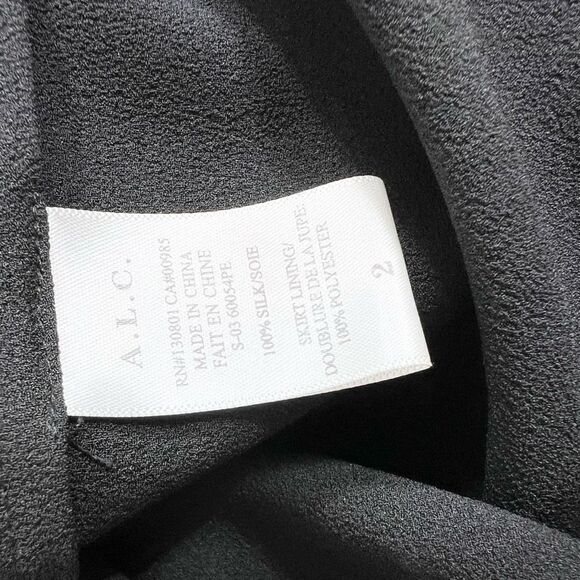 A.L.C. Dress Womens Size 2 Sullivan 100% Silk Floral Tie Waist Long Sleeve - Picture 9 of 13